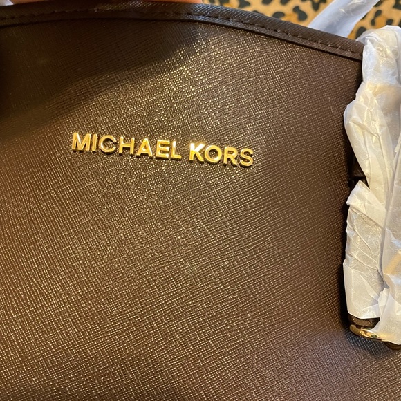 NWOT Michael Kors jet set seffiano medium tote dark brown / coffee brown - Picture 3 of 8